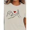 Kadın Kısa Kollu Bisiklet Yaka Köpek Baskılı Viskon Bluz