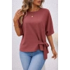 Kadın Kısa Kollu Bisiklet Yaka Yandan Bağcıklı Aerobin Bluz