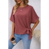 Kadın Kısa Kollu Bisiklet Yaka Yandan Bağcıklı Aerobin Bluz