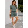 Kadın Kısa Kollu Bisiklet Yakalı Waffle Bluz Ve Short Ikili Takım