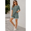Kadın Kısa Kollu Bisiklet Yakalı Waffle Bluz Ve Short Ikili Takım