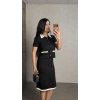 Kadın Kısa Kollu Cep Ve Düğme Detay Ceket Ve Diz üstü Etek Ikili Takım