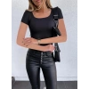 Kadın Kısa Kollu Kare Yaka Basic Kaşkorse Bluz