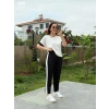 Kadın Kısa Kollu Modal Dokulu Kumaş Yanı şeritli Takım