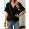 Kadın Kısa Kollu önden Düğmeli Ithal Krep Bluz