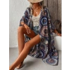 Kadın Kısa Kollu önü Açık Belden Kuşaklı Uzun Kimono