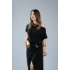 Kadın Kısa Kollu Tek Omuzdan Açık Beli Lastikli Sandy Maxi Elbise
