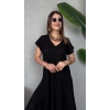Kadın Kısa Kollu V Yaka Salaş Maxi Boy Elbise