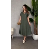 Kadın Kısa Kollu V Yaka Salaş Maxi Boy Elbise