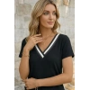 Kadın Kısa Kollu V Yakalı Bürümcük Bluz