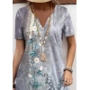 Kadın Kısa Kollu V Yakalı Desenli Süprem Elbise