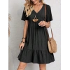 Kadın Kısa Kollu V Yakalı Fırfırlı Bürümcük Elbise
