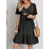 Kadın Kısa Kollu V Yakalı Fırfırlı Bürümcük Elbise