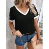 Kadın Kısa Kollu V Yakalı Viskon Bluz