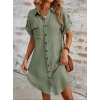 Kadın Kısa Kollu Yakalı önden Düğmeli Bürümcük Kısa Elbise