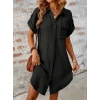 Kadın Kısa Kollu Yakalı önden Düğmeli Bürümcük Kısa Elbise