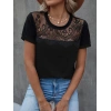 Kadın Kısa Kollu Yuvarlak Yaka ön Dantel Detaylı Viskon Bluz