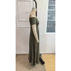 Kadın Omuzlardan Açık Lastikli Uzun Viskon Elbise