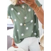 Kadın Puantiyeli Moss Krep Bluz