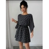 Kadın Puantiyeli örme Krep Mini Elbise (kemersiz)