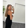 Kadın Sıfır Kol Tek Omuz Damla Detay JanJan Krep Elbise