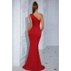 Kadın Tek Omuzdan Askılı Derin Yırtmaçlı Uzun Ithal Krep Elbise