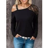 Kadın Tek Omuzu Açık Askılı Dantelli Viskon Bluz