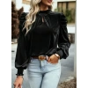 Kadın Uzun Kollu Balıkçı Yaka Damla Detaylı Kadife Bluz