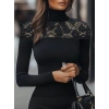 Kadın Uzun Kollu Balıkçı Yaka Dantelli Kaşkorse Bluz