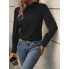 Kadın Uzun Kollu Balıkçı Yaka önden Dikişli Dokuma Bluz