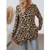 Kadın Uzun Kollu Bisiklet Yaka Leopar Desenli Süprem Bluz