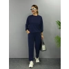 Kadın Uzun Kollu Bisiklet Yaka Viskon Iki Iplik Bluz Ve Pantolon Ikili Takım