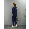 Kadın Uzun Kollu Bisiklet Yaka Viskon Iki Iplik Bluz Ve Pantolon Ikili Takım