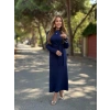 Kadın Uzun Kollu Bisiklet Yaka Yandan Bağlamalı Uzun Modal Elbise