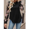 Kadın Uzun Kollu Bisiklet Yakalı Kolun çiçek Desenli Viskon Iki Iplik Bluz