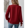 Kadın Uzun Kollu Dökümlü Kruvaze Yaka Kol Ucu Gipeli Sandy Bluz