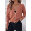 Kadın Uzun Kollu Düğme Detay Triko Bluz