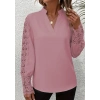 Kadın Uzun Kollu Hakim Yaka Kolları Dantel Detaylı Ithal Krep Bluz