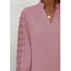 Kadın Uzun Kollu Hakim Yaka Kolları Dantel Detaylı Ithal Krep Bluz