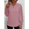 Kadın Uzun Kollu Hakim Yaka Kolları Dantel Detaylı Ithal Krep Bluz