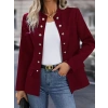 Kadın Uzun Kollu Hakim Yaka önden Düğmeli Kısa Atlas Ceket