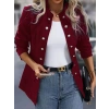 Kadın Uzun Kollu Hakim Yaka önden Düğmeli Kısa Atlas Ceket