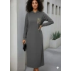 Kadın Uzun Kollu Kapşonlu Cep Detaylı Viskon Iki Iplik Maxi Elbise