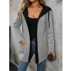 Kadın Uzun Kollu Kapşonlu çift Renkli şardonlu Iki Iplik Ceket