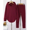 Kadın Uzun Kollu Kapşonlu Meloni Bluz Ve Pantolon Ikili Takım