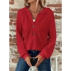 Kadın Uzun Kollu Kapşonlu önü Düğmeli Ve Bağcıklı Waffle Bluz