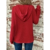 Kadın Uzun Kollu Kapşonlu önü Düğmeli Ve Bağcıklı Waffle Bluz