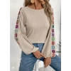 Kadın Uzun Kollu Kayık Yaka şardonlu Kaşkorse Bej Bluz