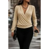 Kadın Uzun Kollu Kruvaze Yaka Sandy Bluz