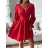 Kadın Uzun Kollu Kruvaze Yakalı Mini Sandy Elbise